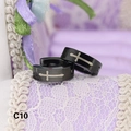 Black stainless steel hoop earrings featuring a polished silver cross design - Cross Pattern (C10)
