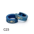 Blue titanium steel hoop earrings featuring golden scorpion pattern minimalist design - Scorpion Pattern (C23)
