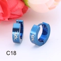 Blue titanium steel huggie earrings with laser-etched tribal patterns for men - Tribal Pattern (C18)