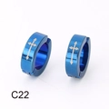 Orecchini a clip in acciaio inossidabile blu con croce dorata, stile punk, mod. C22 - Stile Freccia Croce (C22)