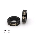 Orecchino a clip hip hop uomo in acciaio inossidabile nero con croce argento - Stile Croce (C12)