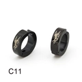 Ear cuff da uomo stile punk nero senza buco con incisione a farfalla argentata - Stile Farfalla e Totem (C11)