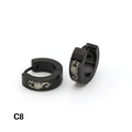 Black stainless steel hoop earrings with silver scorpion pattern in cool biker style - Scorpion Pattern(C8)