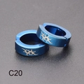 Clip orecchio punk in acciaio inossidabile blu con motivo tribale inciso al laser - Stile Totem di Fuoco (C20)