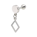 Silver geometric rhombus pendant barbell stud earring with smooth round disk in steel - Rhombus (Steel Color)