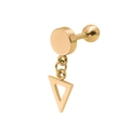 Minimalist gold geometric earring with disc and triangle pendant and screw ball back - Triangle Style (Gold Color)