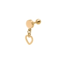 Minimalist gold heart-shaped barbell stud earring with polished finish on white background - Heart (Gold)