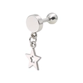 Sleek silver stainless steel barbell earring featuring a hollow pentagram star pendant - Pentagram (Steel Color)