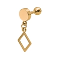 Minimalist gold geometric rhombus drop barbell earring with screw back ball closure - Rhombus (Gold)