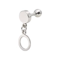 Minimalist silver steel barbell stud earring featuring a hollow round geometric pendant - Circle (Steel)