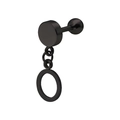 Minimalist matte black geometric stud earring featuring a circular ring drop design - Circle (Black)