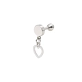 Silver barbell stud earring with heart charm in minimalist geometric design - Heart (Steel Color)
