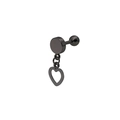 Minimalist black stainless steel heart pendant barbell stud earring for cartilage piercing - Sacred Heart (Black)