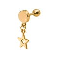Minimalist barbell stud earring in gold finish with hollow star geometric pendant - Pentagram (Gold)