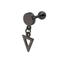 Minimalist barbell earring in polished gunmetal black featuring a geometric hollow triangle charm - Triangle (Black)