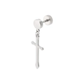 Minimalist stainless steel stud earring featuring a sleek geometric cross pendant - Long Cross (Steel)