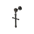 Minimalist matte black stainless steel cross earring with barbell geometric pendant - Long Cross (Black)