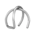 Manchette d'oreille minimaliste en acier inoxydable argenté poli avec double anneau - Style Double Anneau Croisé(0058) / Acier