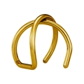 Vue détaillée de la boucle d'oreille double anneau doré au design croisé poli - Style Double Anneau Croisé(0058) / Or