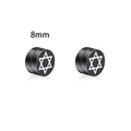 Pendientes magnéticos de 8mm en acero negro mate con diseño de estrella de seis puntas - 8mm / Hexagrama (C2)