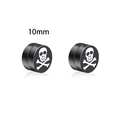 Pendientes magnéticos negros con diseño de calavera blanca sin perforación, tamaño 10mm - 10mm / Calavera (C16)