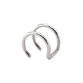 Manchette d'oreille double couche en acier inoxydable argenté pour oreilles non percées chic - Style Double Anneau Parallèle(0022) / Acier