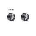 Pendientes magnéticos negros con diseño de calavera blanca y tamaño de 8 mm de diámetro - Calavera (C6)