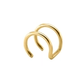 Manchette d'oreille double rangée dorée en acier inoxydable pour oreilles non percées - Style Double Anneau Parallèle(0022) / Or