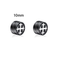 Pendientes magnéticos negros de 10mm en acero inoxidable con cruz blanca para orejas sin agujeros - Cruz de Malta (C13)
