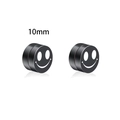 Pendientes magnéticos negros con diseño de carita sonriente blanca, sin agujero, 10mm - Sonrisa (C19)