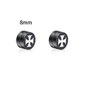 Pendientes magnéticos negros de 8mm con cruz de hierro blanca para orejas no perforadas - Cruz de Hierro (C8)