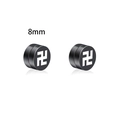 Pendientes magnéticos negros de 8mm con símbolo para orejas sin perforar, par de aretes - Patrón de Esvástica (C4)