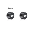 Pendientes magnéticos de 8mm en acero negro sin perforación con diseño de corazón blanco - Corazón y Flecha (C21)