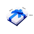 White and blue jewelry gift box with ribbon bow, dimensions 90mm x 70mm x 30mm for necklaces - Blue Ribbon Style (90*70*30)