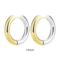 Polished two-tone gold and silver 14mm titanium hoop earrings in a minimalist style - 4.0*14mm Inner Diameter Two-Tone