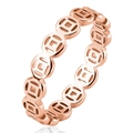 Minimalist hollowed coin ring for women in rose gold finish with retro oriental design - US 7 / Rose Gold
