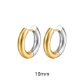 Two-tone gold and silver titanium steel hoop earrings 10mm size with polished finish - 5.0*10mm (1 Piece) / Gold and Silver Two-tone