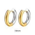 Minimalist 14mm two-tone titanium steel hoop earrings with gold and silver finish - 5.0*14mm (1 Piece) / Gold and Silver Two-tone