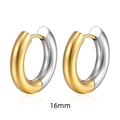 Polished two-tone gold and silver 16mm thick hoop earrings in stainless steel - 5.0*16mm Inner Diameter Two-Tone