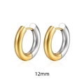 Polished 12mm stainless steel hoop earrings in gold and silver two-tone finish - 5.0*12mm Inner Diameter Two-Tone
