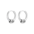 Boucles d'oreilles créoles en acier titane argenté avec cinq petits anneaux décoratifs - 10mm / Acier