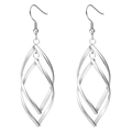 Vue détaillée de boucles d'oreilles spirales géométriques en acier titane argenté - Acier (Style 0017)