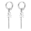 Boucles d'oreilles punk argentées avec tête de mort et longue chaîne en acier inoxydable - Couleur Acier (Crâne/Chaîne/Perle)