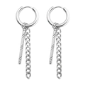 Boucles d'oreilles punk argentées avec barre texturée et chaîne gourmette - Couleur Acier (Ligne/Chaîne)