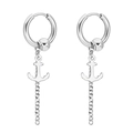 Boucles d'oreilles punk pour hommes avec pendentifs ancre polis et chaînes en acier - Couleur Acier (Ancre/Chaîne/Perle)