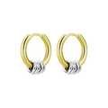 Boucles d'oreilles créoles dorées avec anneaux argentés en acier inoxydable poli - 10mm / Or Avec Anneaux en Acier
