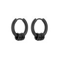 Boucles d'oreilles minimalistes en titane noir mat avec cinq petits anneaux pendants - 10mm / Noir Avec Anneaux Noirs