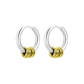 Schlanke silberne Edelstahl-Creolen mit fünf kleinen goldenen Ringakzenten - Stahl Mit Goldenen Ringen