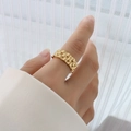 Modern 18k gold plated stainless steel watch band style ring for women and men - US 7 / Gold (A228)