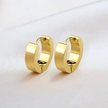 Pendientes de aro anchos dorados para mujer con acabado pulido sobre seda rosa - Huggie Liso / 4x9mm (1 pieza) / Dorado